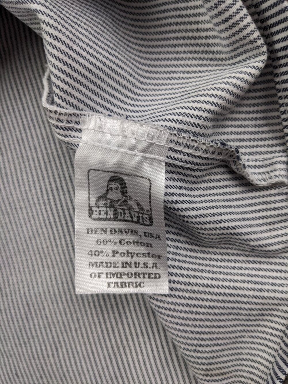 Vintage Ben Davis Shirt Mens Small Blue White 1/4 Zip Collared Work Made in USA - Picture 5 of 9